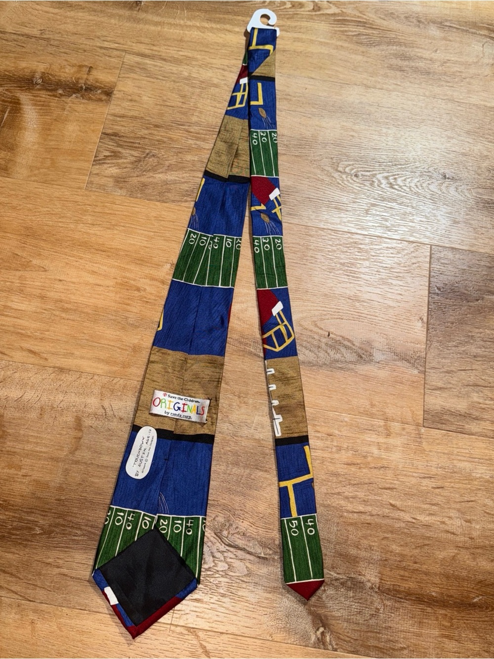 Save The Children Originals Football Tie Touchdown Teacher Silly %100 Silk O.B.O
